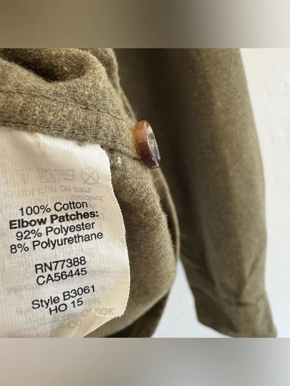 J. Crew Factory Long Sleeve Elbow Patch Cotton Button Down Shirt Green Brown